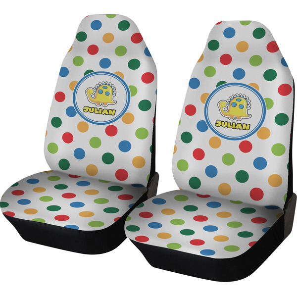 Custom Dots & Dinosaur Car Seat Covers (Set of Two) (Personalized)