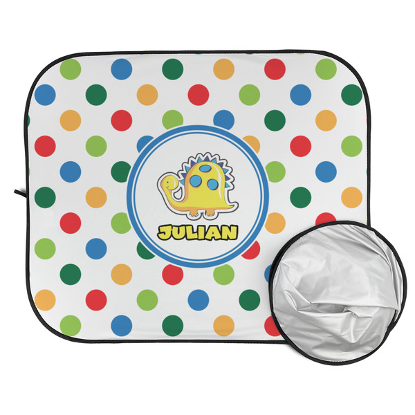 Dots & Dinosaur Car Sun Shades - FOLDED & UNFOLDED