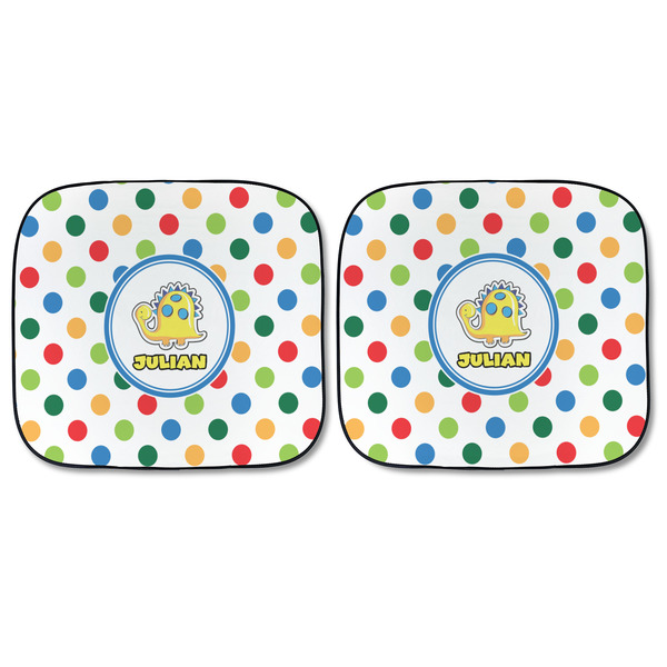 Dots & Dinosaur Car Sun Shades - FRONT