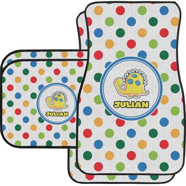 Custom Dots & Dinosaur Car Floor Mats Set - 2 Front & 2 Back (Personalized)