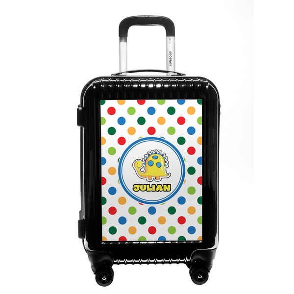 Custom Dots & Dinosaur Carry On Hard Shell Suitcase (Personalized)