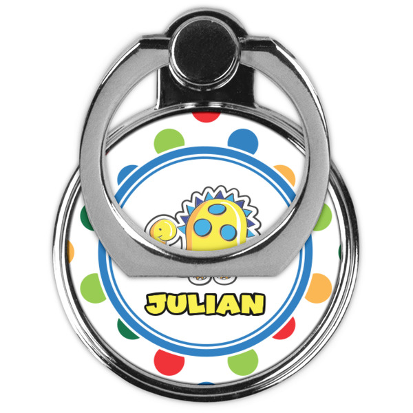 Dots & Dinosaur Cell Phone Ring Stand & Holder - Front (Collapsed)