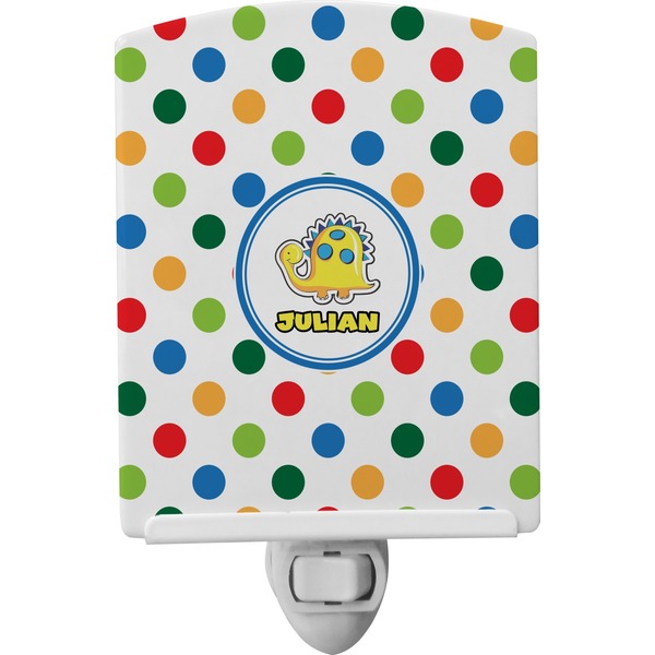 Custom Dots & Dinosaur Ceramic Night Light (Personalized)