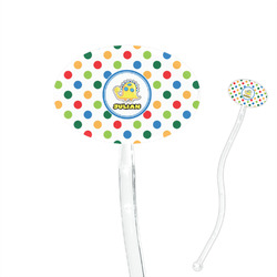 Dots & Dinosaur 7" Oval Plastic Stir Sticks - Clear (Personalized)