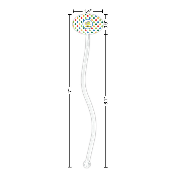 Dots & Dinosaur Clear Plastic 7" Stir Stick - Oval - Dimensions