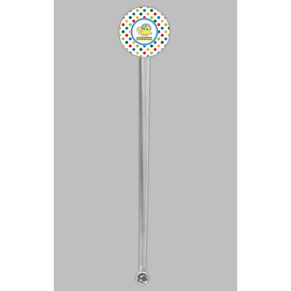 Dots & Dinosaur Clear Plastic 7" Stir Stick - Round - Single Stick