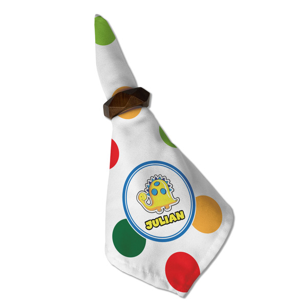 Dots & Dinosaur Cloth Napkins - Personalized Dinner (Folded in Ring) (MAIN)