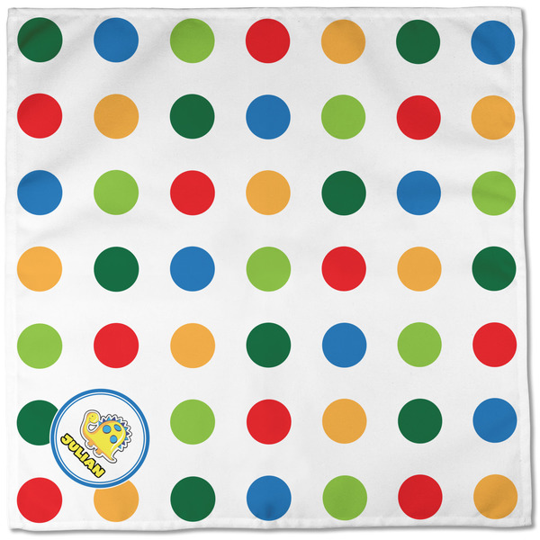Dots & Dinosaur Cloth Napkins - Personalized Dinner (Full Open)