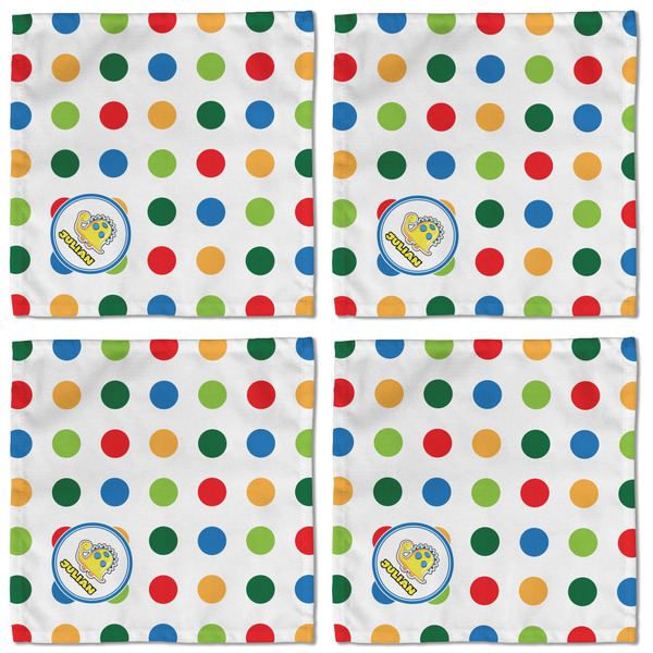 Dots & Dinosaur Cloth Napkins - Personalized Lunch (APPROVAL) Set of 4