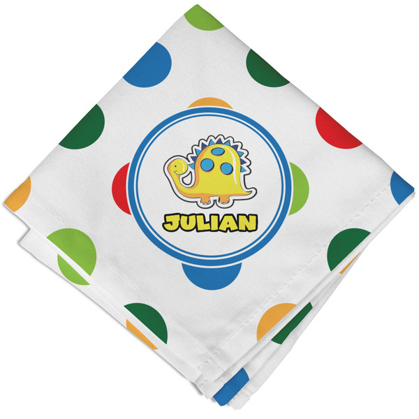 Custom Dots & Dinosaur Cloth Napkin w/ Name or Text