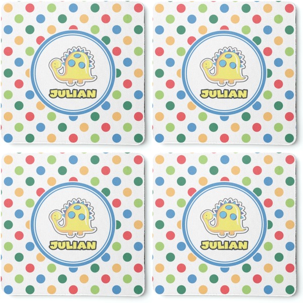 Dots & Dinosaur Coaster Rubber Back - Apvl
