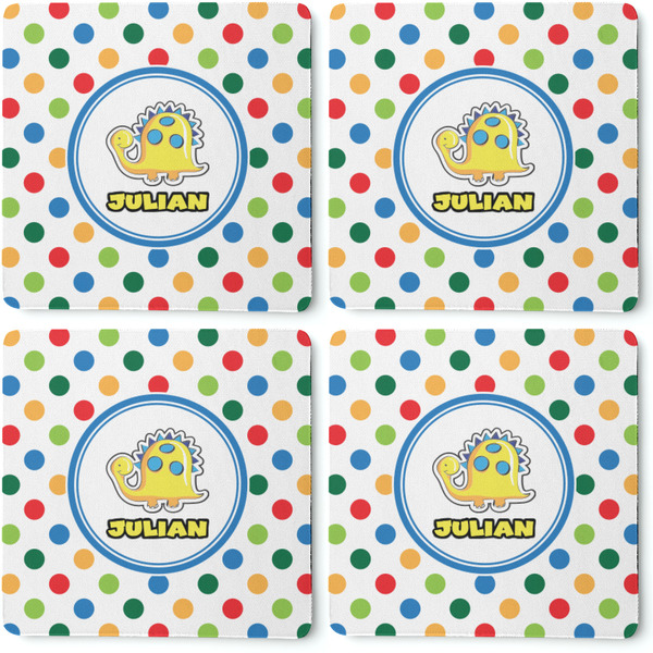 Dots & Dinosaur Coaster Rubber Back - Apvl