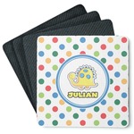Dots & Dinosaur Square Rubber Backed Coasters - Set of 4 (Personalized)