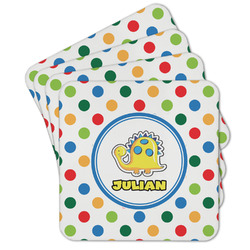 Dots & Dinosaur Cork Coaster - Set of 4 w/ Name or Text