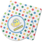 Dots & Dinosaur Rubber Backed Coaster (Personalized)