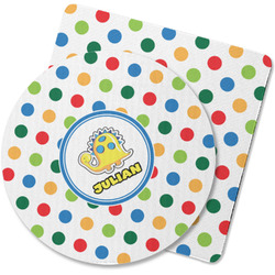 Dots & Dinosaur Rubber Backed Coaster (Personalized)