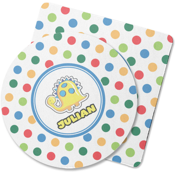 Custom Dots & Dinosaur Rubber Backed Coaster (Personalized)