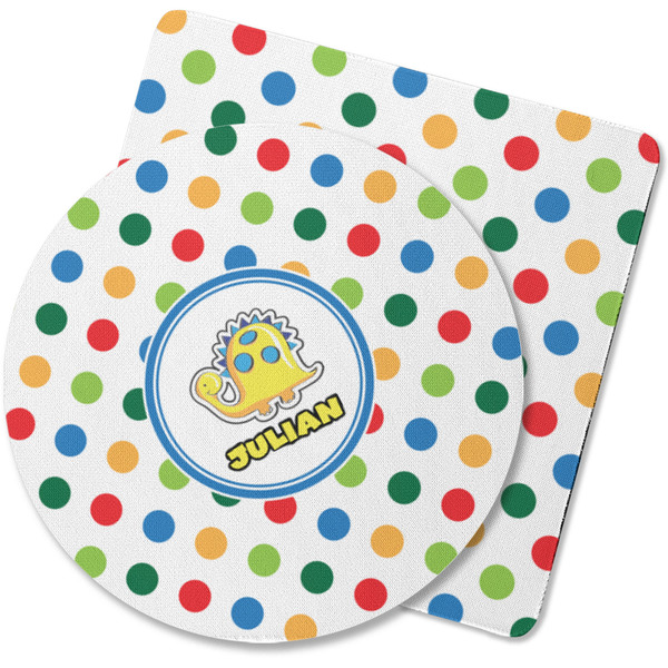 Custom Dots & Dinosaur Rubber Backed Coaster (Personalized)