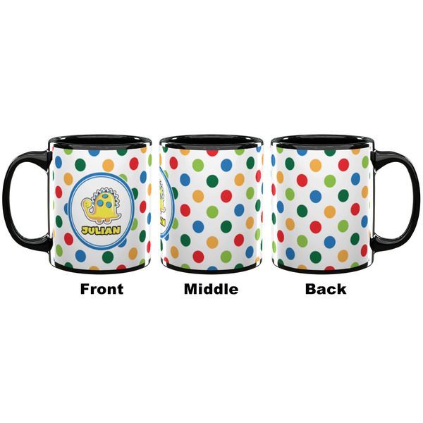 Dots & Dinosaur Coffee Mug - 11 oz - Black APPROVAL