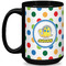 Dots & Dinosaur 15 Oz Coffee Mug - Black (Personalized)