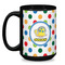 Dots & Dinosaur Coffee Mug - 15 oz - Black