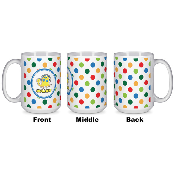 Dots & Dinosaur Coffee Mug - 15 oz - White APPROVAL