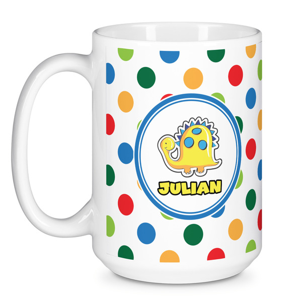 Dots & Dinosaur Coffee Mug - 15 oz - White