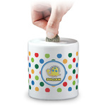 Dots & Dinosaur Coin Bank (Personalized)