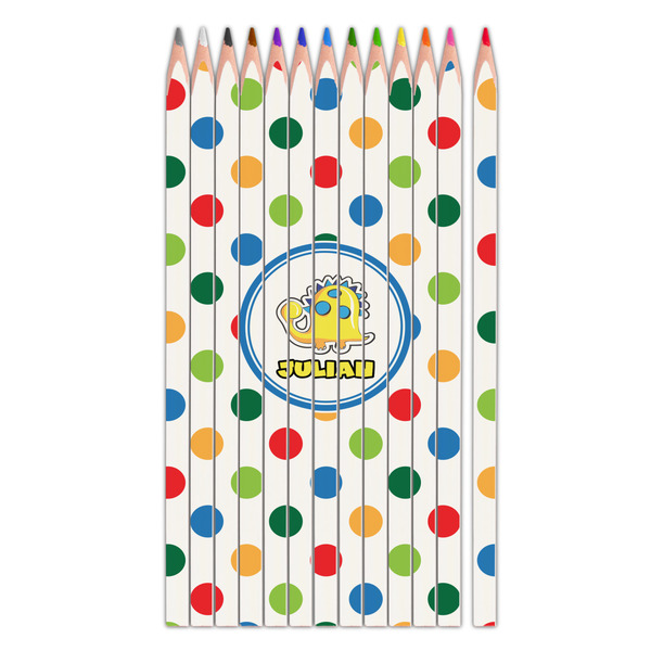 Custom Dots & Dinosaur Colored Pencils (Personalized)