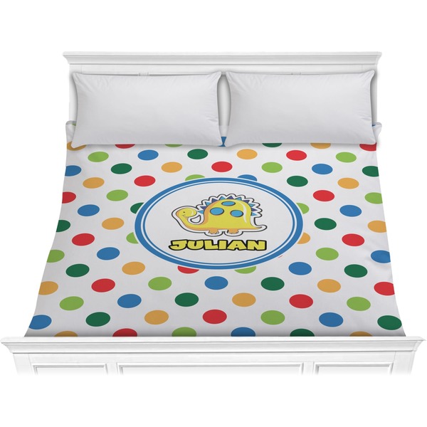 Custom Dots & Dinosaur Comforter - King (Personalized)