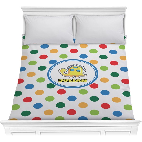 Custom Dots & Dinosaur Comforter - Full / Queen (Personalized)