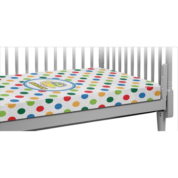 Custom Dots & Dinosaur Crib Fitted Sheet (Personalized)