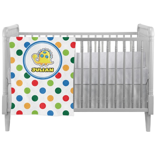 Custom Dots & Dinosaur Crib Comforter / Quilt (Personalized)