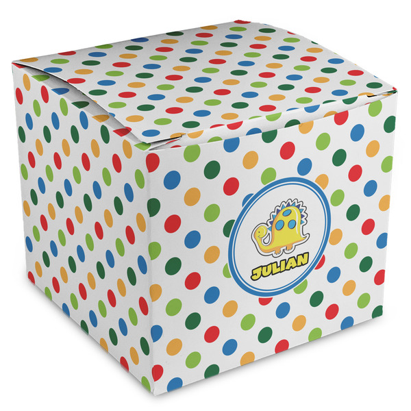 Custom Dots & Dinosaur Cube Favor Gift Boxes (Personalized)