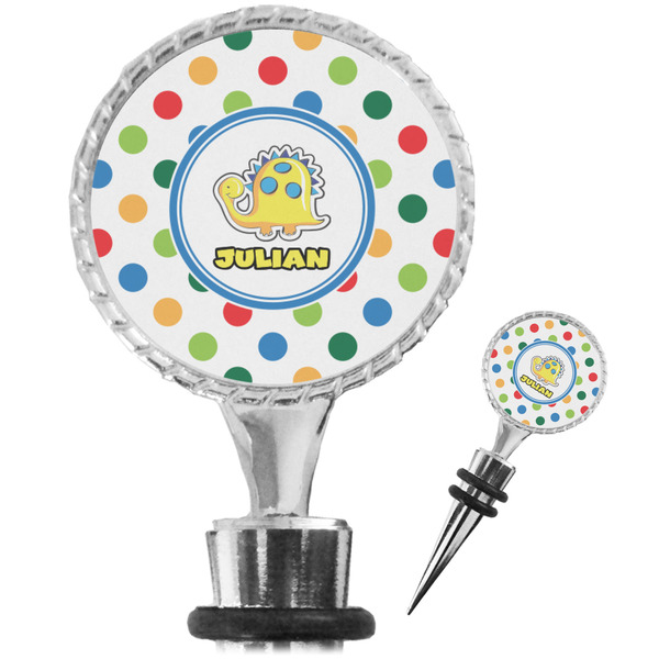 Custom Dots & Dinosaur Wine Bottle Stopper (Personalized)