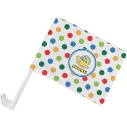 Dots & Dinosaur Car Flag - Small w/ Name or Text