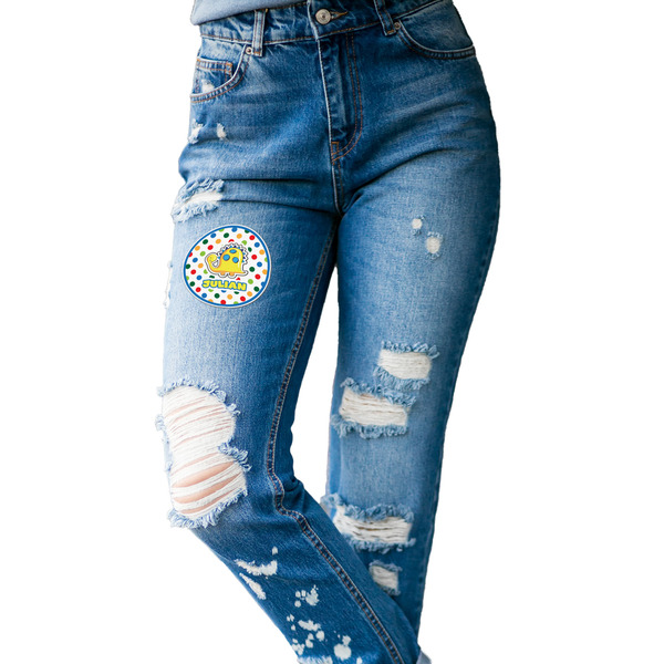 Dots & Dinosaur Custom Shape Iron On Patches - L - single APPROVAL