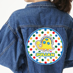 Dots & Dinosaur Twill Iron On Patch - Custom Shape - 3XL (Personalized)