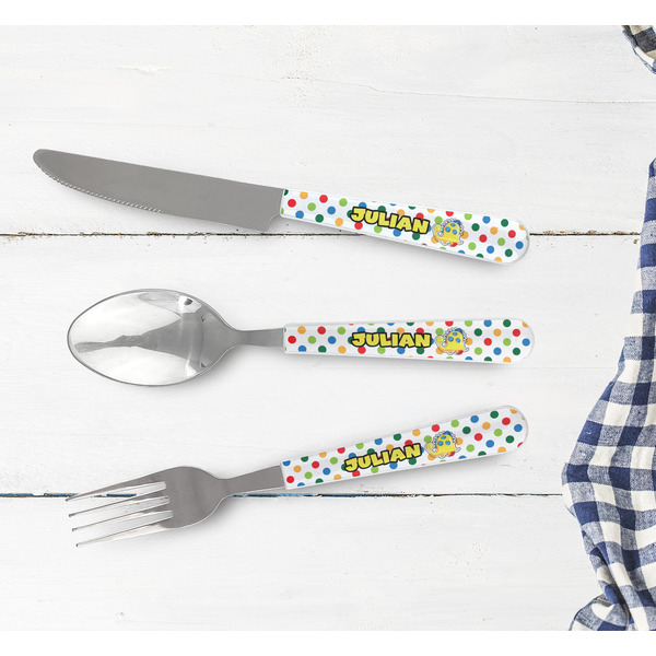 Dots & Dinosaur Cutlery Set - w/ PLATE