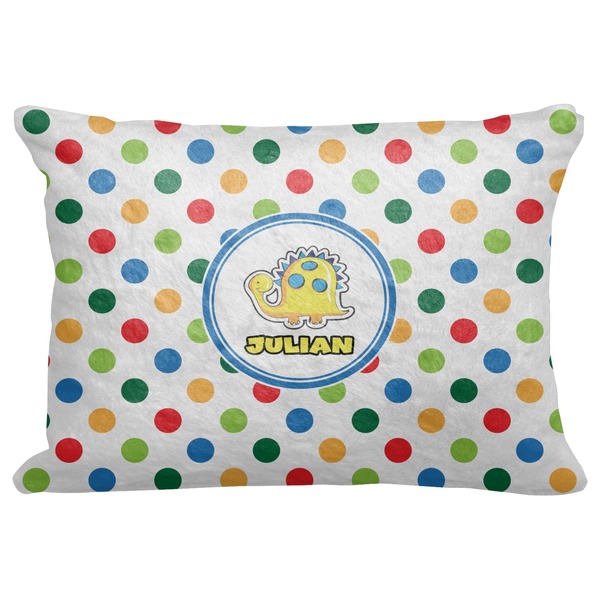 Custom Dots & Dinosaur Decorative Baby Pillowcase - 16"x12" (Personalized)