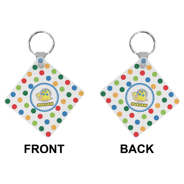 Dots & Dinosaur Diamond Keychain (Front + Back)