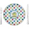 Dots & Dinosaur Glass Lunch / Dinner Plate 10" (Personalized)