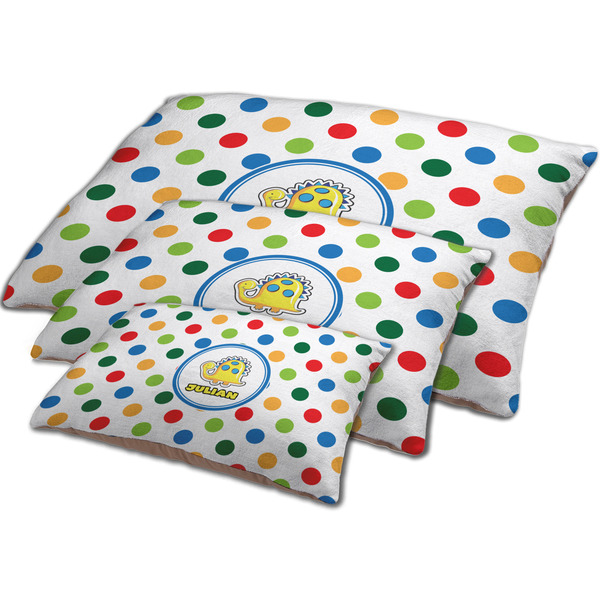 Dots & Dinosaur Dog Beds - MAIN (sm, med, lrg)