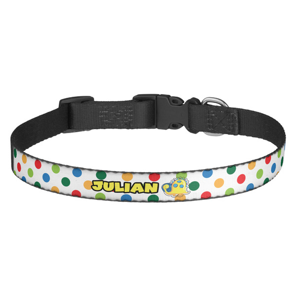 Custom Dots & Dinosaur Dog Collar - Medium (Personalized)