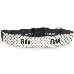 Dots & Dinosaur Deluxe Dog Collar - Large (13" to 21") (Personalized)