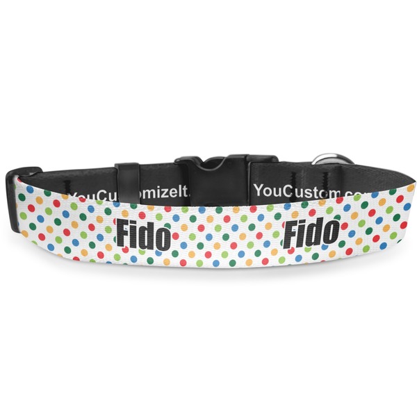 Custom Dots & Dinosaur Deluxe Dog Collar - Toy (6" to 8.5") (Personalized)