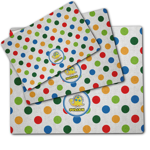 Dots & Dinosaur Dog Food Mat - MAIN (sm, med, lrg)