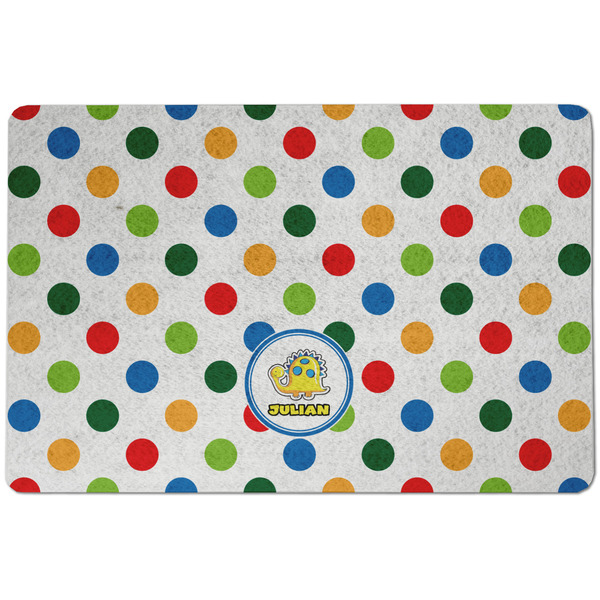 Custom Dots & Dinosaur Dog Food Mat w/ Name or Text