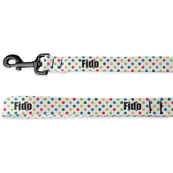 Custom Dots & Dinosaur Deluxe Dog Leash - 4 ft (Personalized)