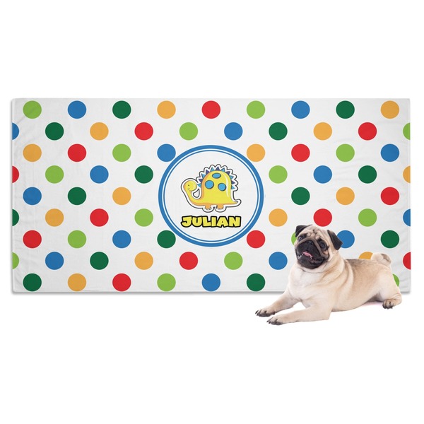 Custom Dots & Dinosaur Dog Towel (Personalized)